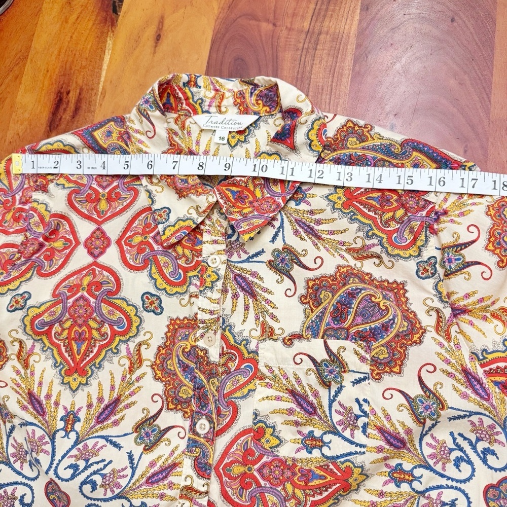 Vintage Floral Paisley Pattern Boho Festival Hippie Button Down Shirt Blouse - Picture 9 of 16